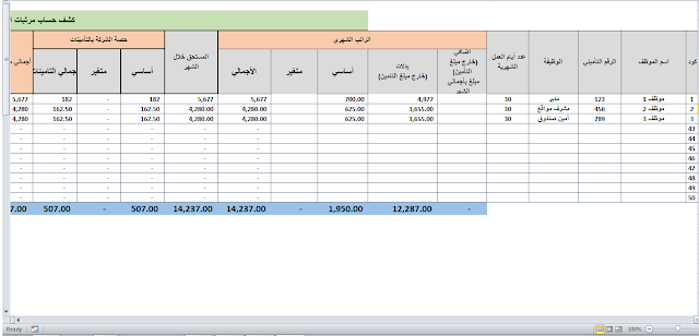 123456789 شيت مرتبات بالضرائب و التامينات