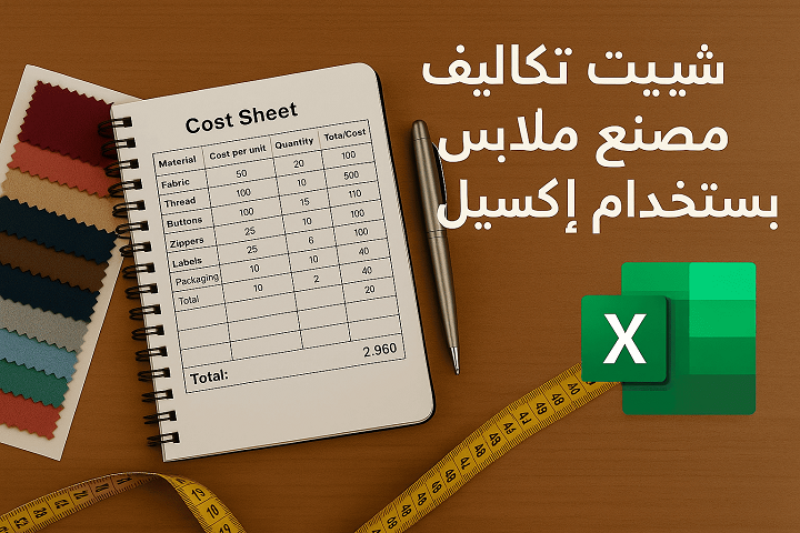 شيت تكاليف مصنع ملابس باستخدام اكسيل