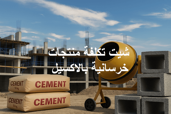 شيت تكلفة منتجات خرسانية بالاكسيل