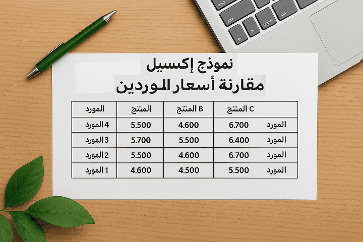 نموذج اكسيل مقارنة أسعار الموردين